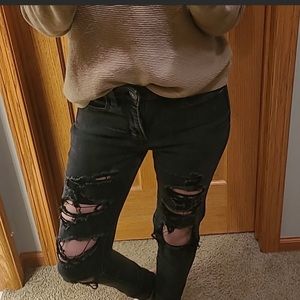 American Eagle outfitters super stretch AEO denim 4regular black hi rise fall